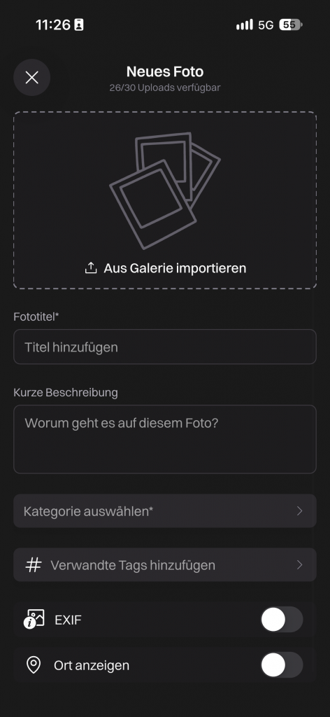 Fotos hochladen in der fotocommunity Foto-App